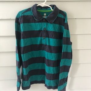 TEA boys size 10 long sleeve blue stripe polo shirt